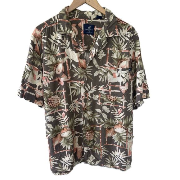 Caribbean Joe Island Supply Hawaiian Tropical Button Down Collar Shirt L - Picture 1 of 6